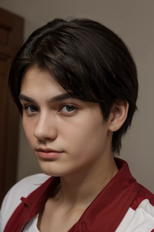 Russian, , handsome. black hair brown eyes Wear a