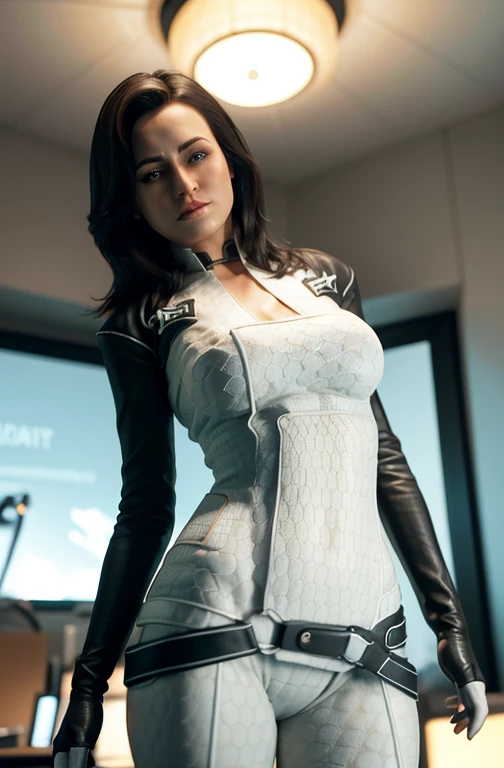 Realistic, hyper realistic, 8k, best quality, real picture, intricate details, ultra-detailed, ultra highres, depth field,(photorealistic,realistic:1.2), masterpiece,photo of european girl, miranda, blue eyes, black hair, long hair,  bodysuit, , solo, sun, blue sky, best quality, realistic, photorealistic, (intricate details:1.2), (delicate detailed), (cinematic light), clear line, sharp focus, realistic face, detailed face, unity 8k wallpaper, ultra high res, (photorealistic:1.4), looking at viewer