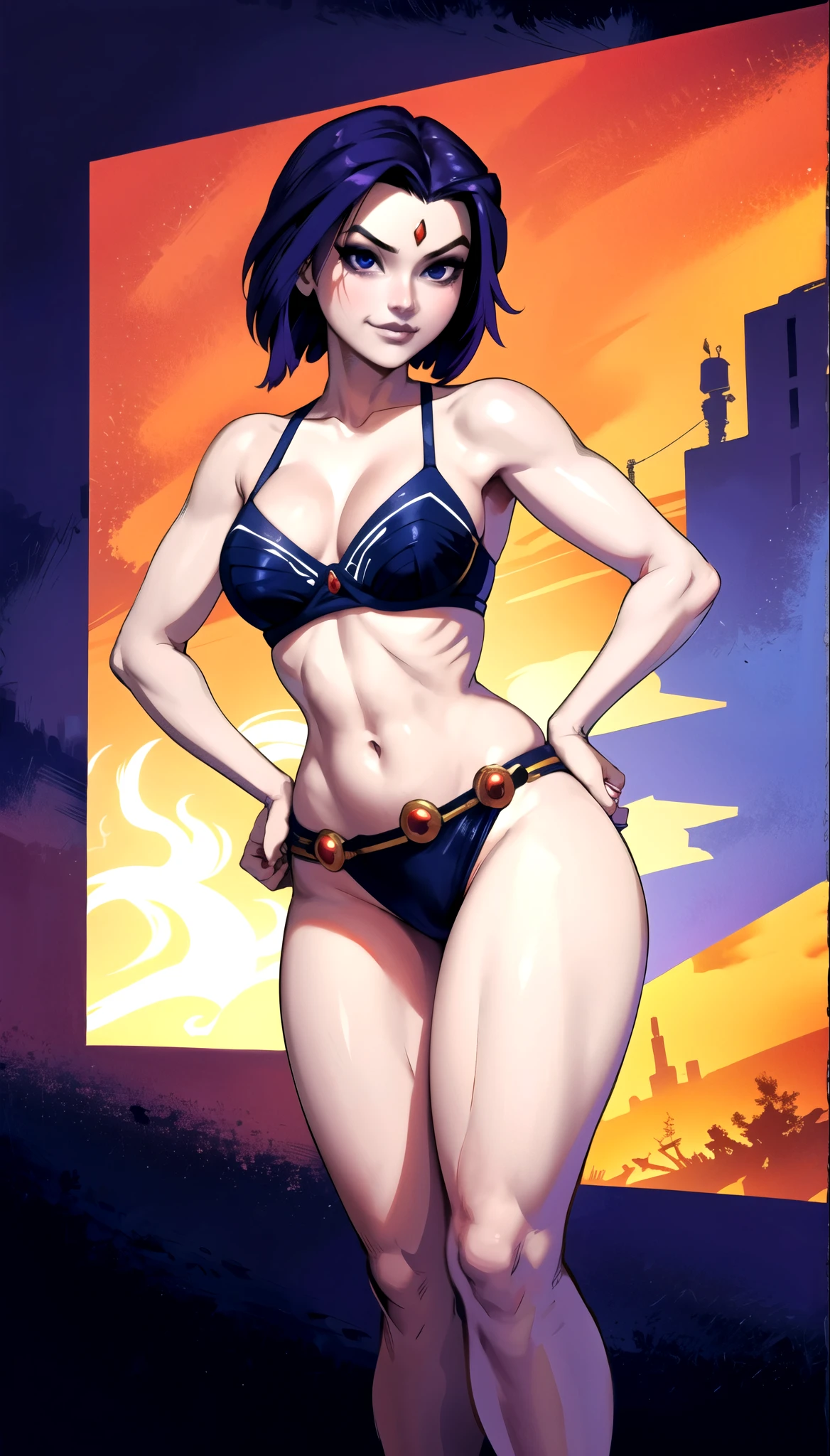 (cowboy shot),  sfw, (masterpiece), (best quality:1.0), (ultra highres:1.0), detailed eyes, scenic shot
BREAK
RavenTT, dynamic pose
navy-blue , brooch, leotard, belt,bikini,bra
BREAK
abstract raven), gorgeous view,abstract background,crezyy background,cosmic background,smirk,profesional pose