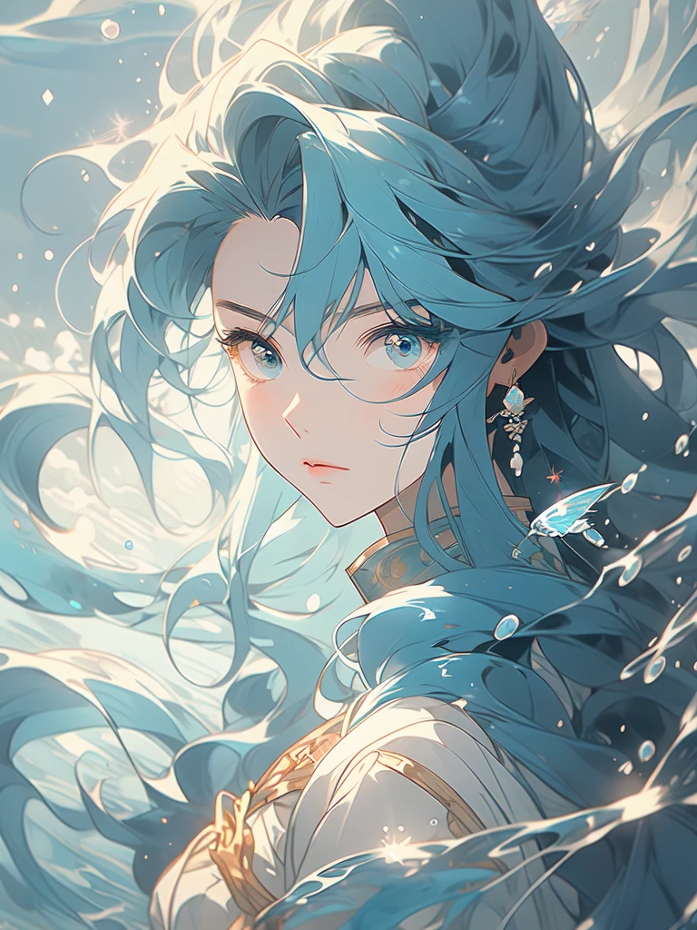 a close up of a man in a white dress under water, wallpaper anime blue water, artwork in the style of guweiz, closeup fantasy with water magic, by Yang J, guweiz, a beautiful artwork illustration, water fairy, beautiful digital artwork, beautiful digital illustration, by Li Song, in the art style of bowater, beautiful anime portrait