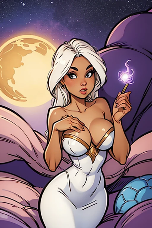 SexyToon, 8K, A Close-up of a Woman in a White Dress with a Dragon, Zenoscope, Cover Art Illustration, Fantasy Woman, Inspired by Clyde Caldwell, Cyborg Goddess in the Cosmos, as Illustrated in Top Cow Comics, Frank for, J .. Scott Campbell, epic color illustration, color illustration, J. Scott Campbell, Moebius + type germ, a beautiful sorceress