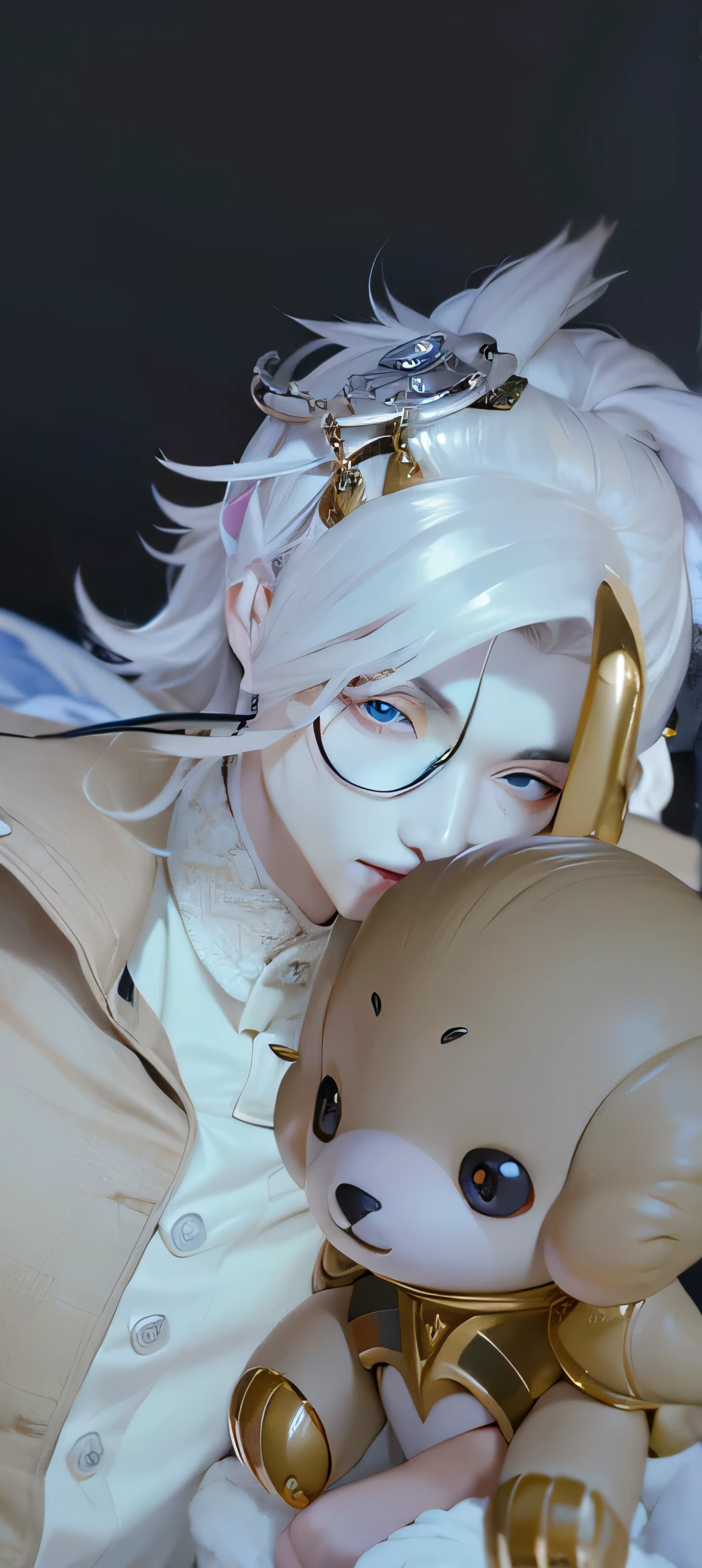masculine male, masterpiece, ((perfect eyes)) best quality, (semirealism:1.9), beautiful lighting, (extremely detailed CG unity 4k fhd wallpaper), High Detail, Sharp focus, dramatic outdoors, 1 boy ,19 years old, white hair, light purpel eyes, smile.