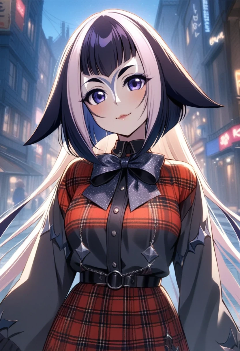 (shylily/(Twich/):1.5),(masterpiece:1.2),(best quality:1.2),Plaid dress, bow, Changeta fashion, Changeta style, Anime Girl Cosplay, Change, Lovely, angelic beauty, , portrait of Changeta girl, Red plaid, Emotional Rock Style, non-mainstream, Red plaid, Mine series girl, Harajuku style, Exaggerated clothing, Complex decoration, Rock Style, Gothic style