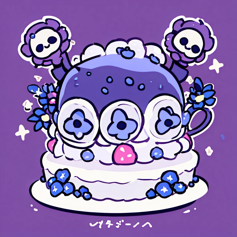 cute artstyle, cute color, cute design, cute icon, blueberry shortcake, blueberry cake, blueberry 