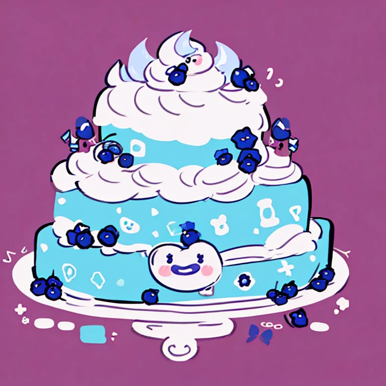cute artstyle, cute color, cute design, cute icon, blueberry shortcake, blueberry cake, blueberry