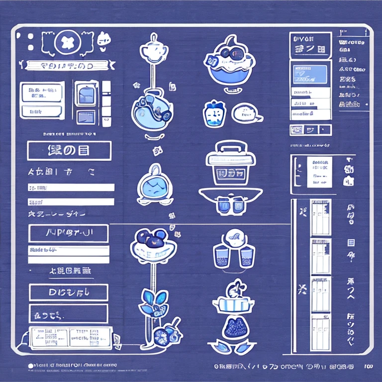 cute artstyle, cute color, cute design, cute icon, blueberry shortcake, blueberry cake, blueberry , menu list design 