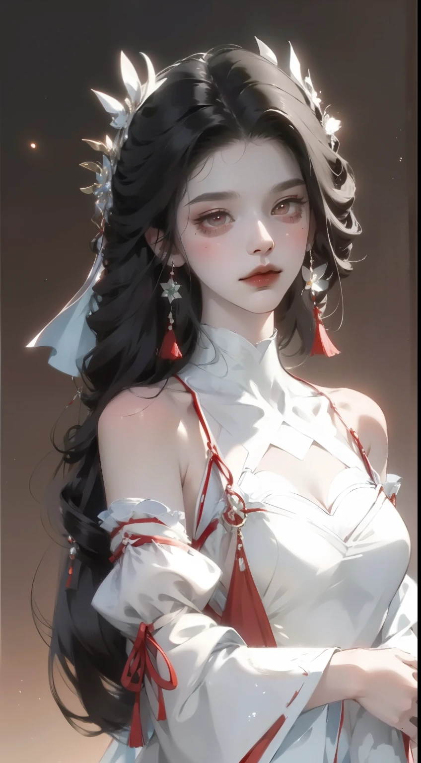 A beautiful and detailed CG work,Depicting Reimu Hakurei, witch, with the highest quality. Comes with delicate white ribbon and socks, Large Breasts, and broad hips., This masterpiece illustration shows the beauty of a female character in solo.