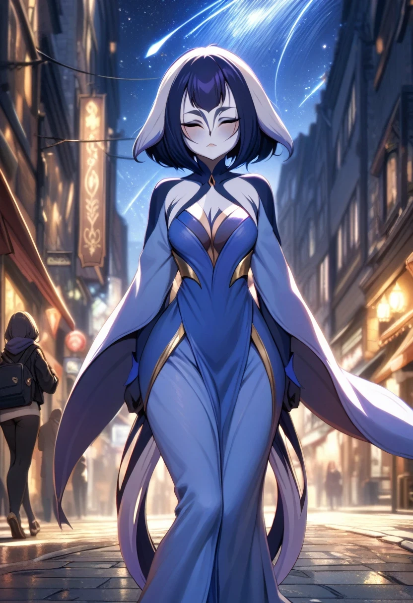 (shylily/(Twich/):1.5),(masterpiece:1.2),(best quality:1.2),1 girl, one person, Hot body, on the street, Looking at the stars, meteor,