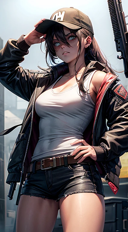 Badass girl with a shotgun in the zombie apocalypse