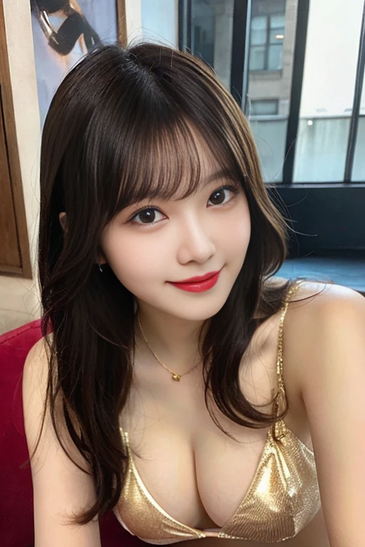 Tabletop, highest quality, shape, Very detailed, finely, High resolution, 8k wallpaper, 完璧なダイナミックな構shape, Beautiful and detailed, Medium Hair, Large Breasts, Natural color lip, Random sexy poses,smile,20-year-old girl、Beautiful and elaborate face、Perfect and beautiful face,Big eyes、RAW Photos、Expressing feminine poses with the whole body、Beautiful and detailed、Small face、Beautiful Duplex、Slim face and figure,bikini、Beautiful golden ratio face、 Sitting、Panty shot、Spread your legs