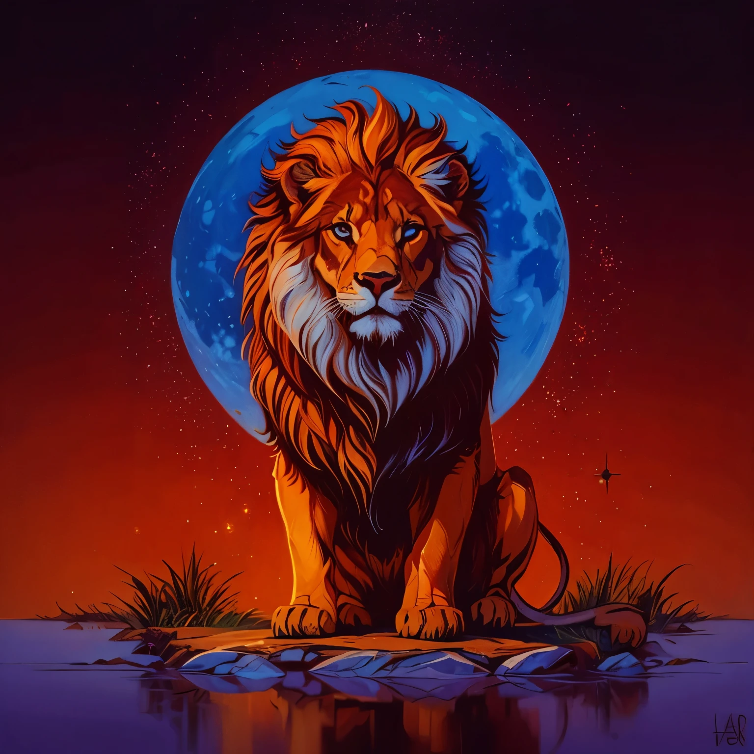 Um leao,oil painting