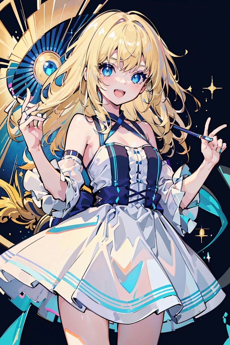 ((1 girl)), (Detailed and clear face), Festival masks ,Happy face, Bare shoulders, Open Mouth, Rough poses, Festival Night, firework, Light-coloured floral dress ,new, (Cowboy Shot),((Very detailed,highest quality, High resolution, 8k wallpaper, 美new服,)),((blonde, Long Hair,Messy Hair)), Blowing in the Wind, eye shadow, eyeliner,Glow Eye, reflected lightの美new目, ((Sparkling Blue Eyes)), 18-year-old girl,eye shadow, eyeliner,Glow Eye, 16-year-old girl, Romanticism, modern art, Impressionism, reflected light, 8k, masterpiece, Advanced Details, highest quality, Accurate anatomy, Five Fingers