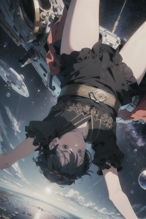 ridiculous resolution, high resolution, (masterpiece:1.4), super detailed, 1boy, seen from above, space, floating, --v 6