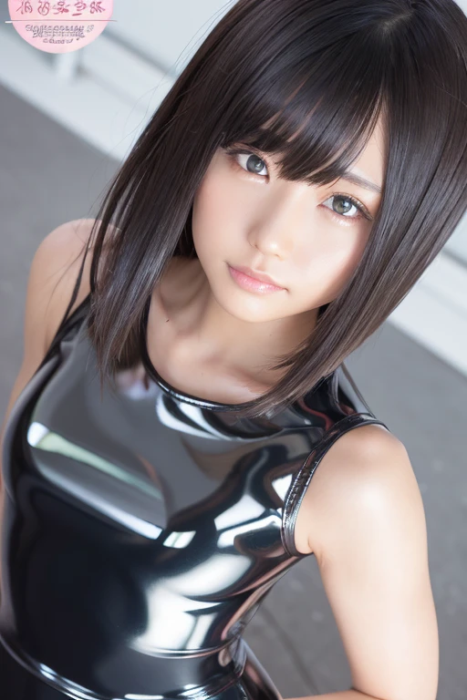 5  idol、Age is 5 years、hi quality、masterpiece、Ultra-high resolution、RAW Photos、(Realistic:1.4)、1 girl、very cute、 Adorable、 Shiny Dress, sexy,(Face without makeup:1.3)、 (Super reflective latex Polarized Paint Dress:1.7)、Very attractive 、（Short ponytail hairstyle：1.6）、The arms are bare skin、Common poses、Precise finger drawing,ラテックス素材のPolarized Paint Dress、Super tight dresses、smile、Real Face without makeup、Full body photo、Beautiful black hair、Hair color is black、round jawline、Full body photo撮影、Japanese Girls、（Super short skirt：1.3）、Polarized Paint Dress、Polarized paint latex、Wide-angle fisheye lens、Idol looking down at the camera、close、Ground to ceiling camera angle、Shot from very low angles、