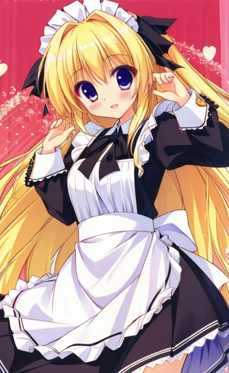 Beautiful long blonde　Embarrassing　Girl in black maid outfit　Long sleeve　Long skirt