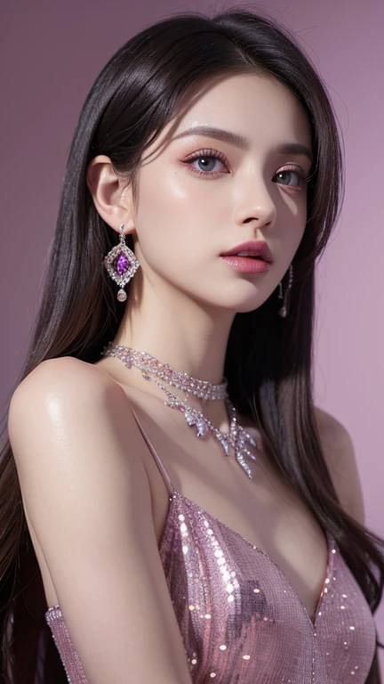 (8k high resolution, masterpiece, best quality. alone complicated details Chromatic aberration) realistically ((small breasts)) Hair in one eye, purple eyes (big round hoop earrings) Sharp eyes (Diamond choker) red gemstone necklace (symmetrical eye), (The model&#39;s figure is perfectly symmetrical.), (Photo of a beautiful 21 year old girl), Beautiful and charming with paintings of contemporary fashion through the eyes of the viewer., ((Behind the coffee shop by the pool)), (( Torn jeans skirt, high stomach, wide stomach, high thighs.)), ((Wear a bikini top )), (Put your hands down.) ), (Golden brown bob hair, side bangs, short blonde hair, (There is some hair covering the face.)) Sharp Eyeliner, Cheek blush, Thick eyelashes, very delicate and beautiful, round chin, sharp focus.. elegant. (Open your legs on the study table all the way.), (Turn your head with your legs open.), (Open your legs and lift your right leg over your left leg.), (heal naturally), seductive pose