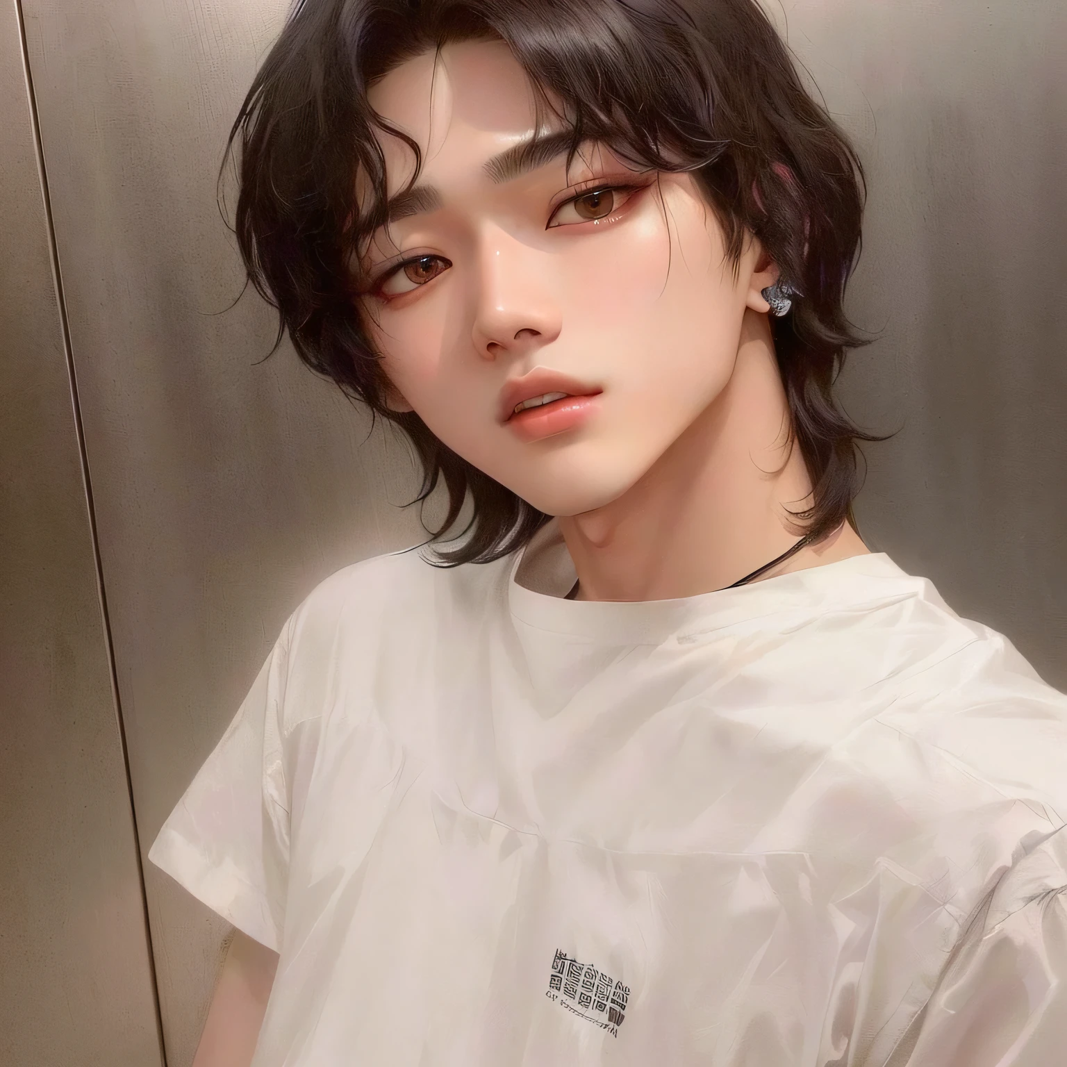 Hombre arafed con camisa blanca y cabello negro parado frente a un refrigerador plateado, Jung Jaehyun, jinyoung shin, cai xukun, kim doyoung, pintar ulzzang, hyung tae, pale korean adorable face, Hong June Hyung, kim taejin, con pelo corto, xqc, eso, sakimichan