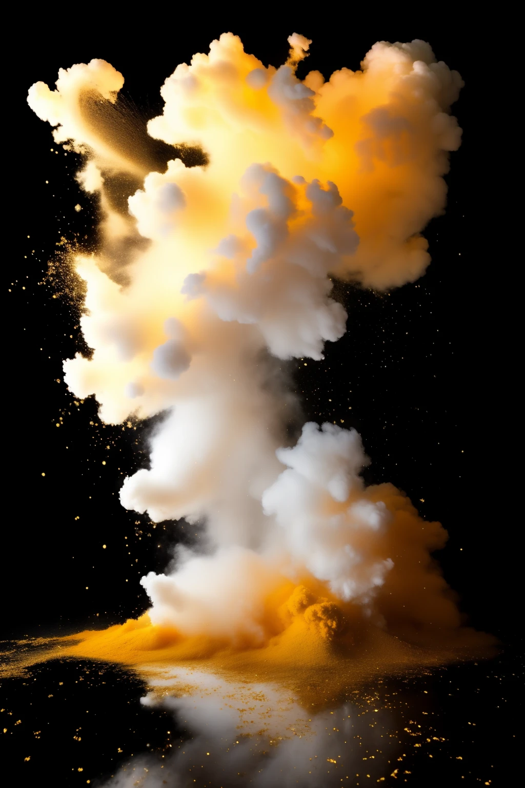 A explosion of white and gold powder on a black background
na melhor qualidade