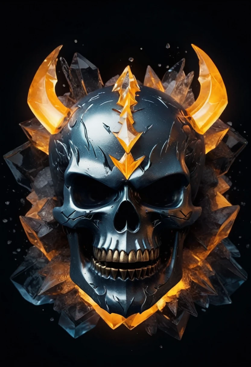 a detailed ice skull logo, intricate ice crystal structure, sharp icy edges, frozen glacial aesthetic, 3D rendered, cinematic lighting, dynamic composition, mist and fog effects, high contrast, blue-white color palette, subzero temperature atmosphere, ultra-realistic, 8k, photorealistic, cinematic quality, masterpiece
