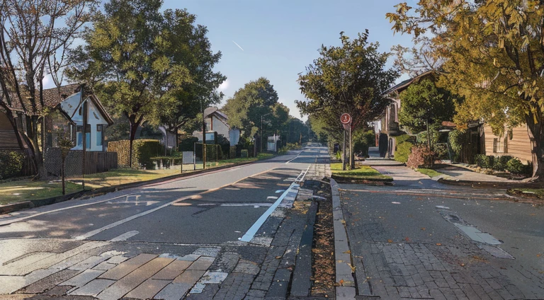 A quiet, sunny, beautiful residential street