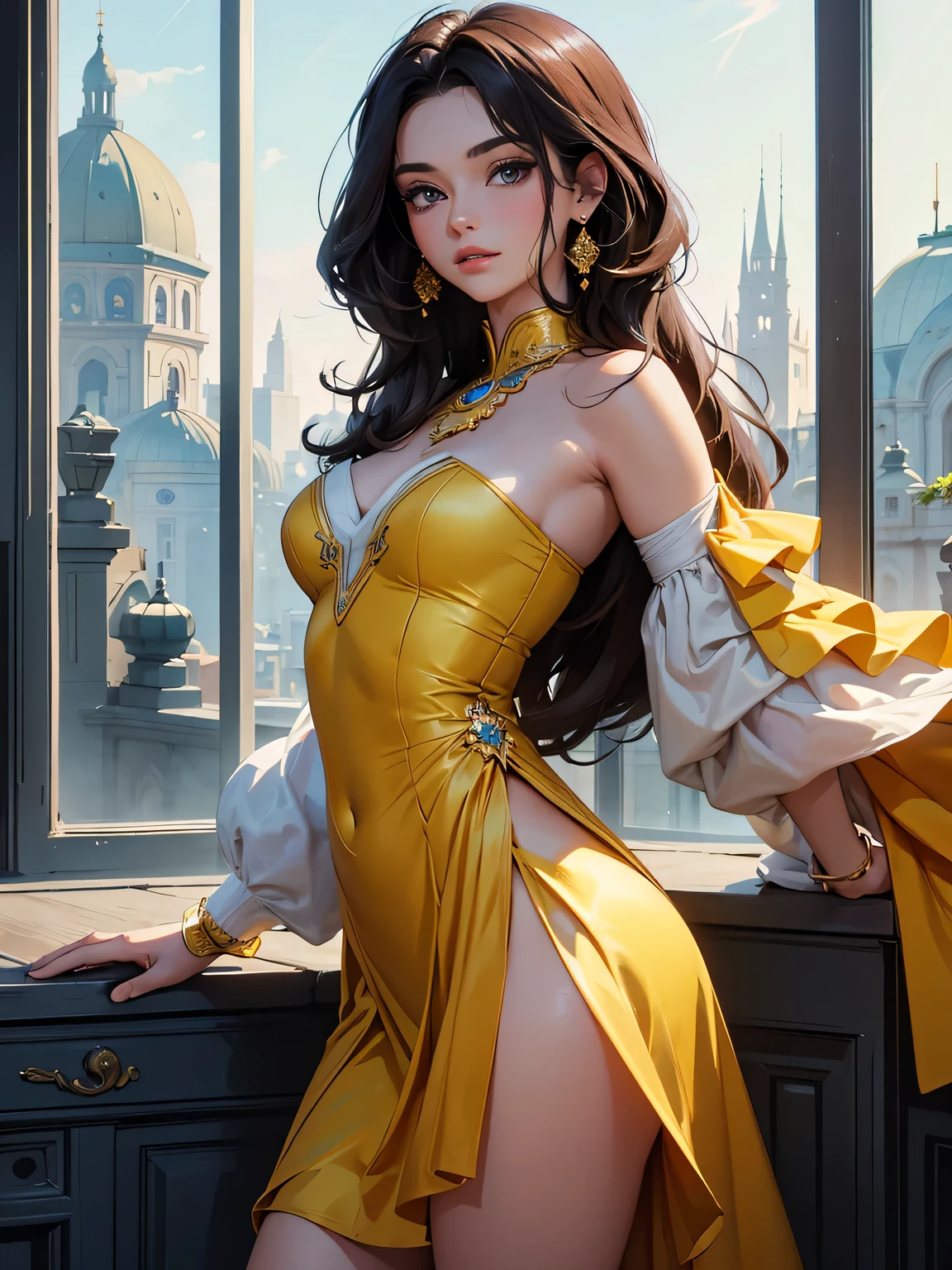 [yelandef]:1.5,((masterpiece,highest quality,Detailed images,Beautiful images))1.4(1girl,solo)(Yelan&#39;s full body image,smile、church、morning、Water Drop、Snowstorm、Blue glowing line、Blue dice、Bright lighting overall、Backlight、A fantastic atmosphere、Thick Fog)1.1(Beautiful body lineedium beauty breasts、Beautiful side breasts)、from behind