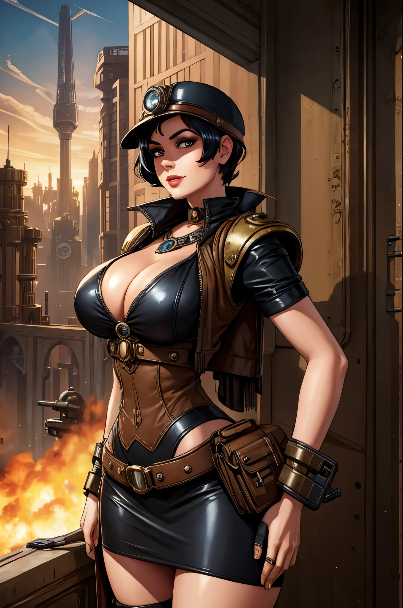 Gorgeous woman, dieselpunk