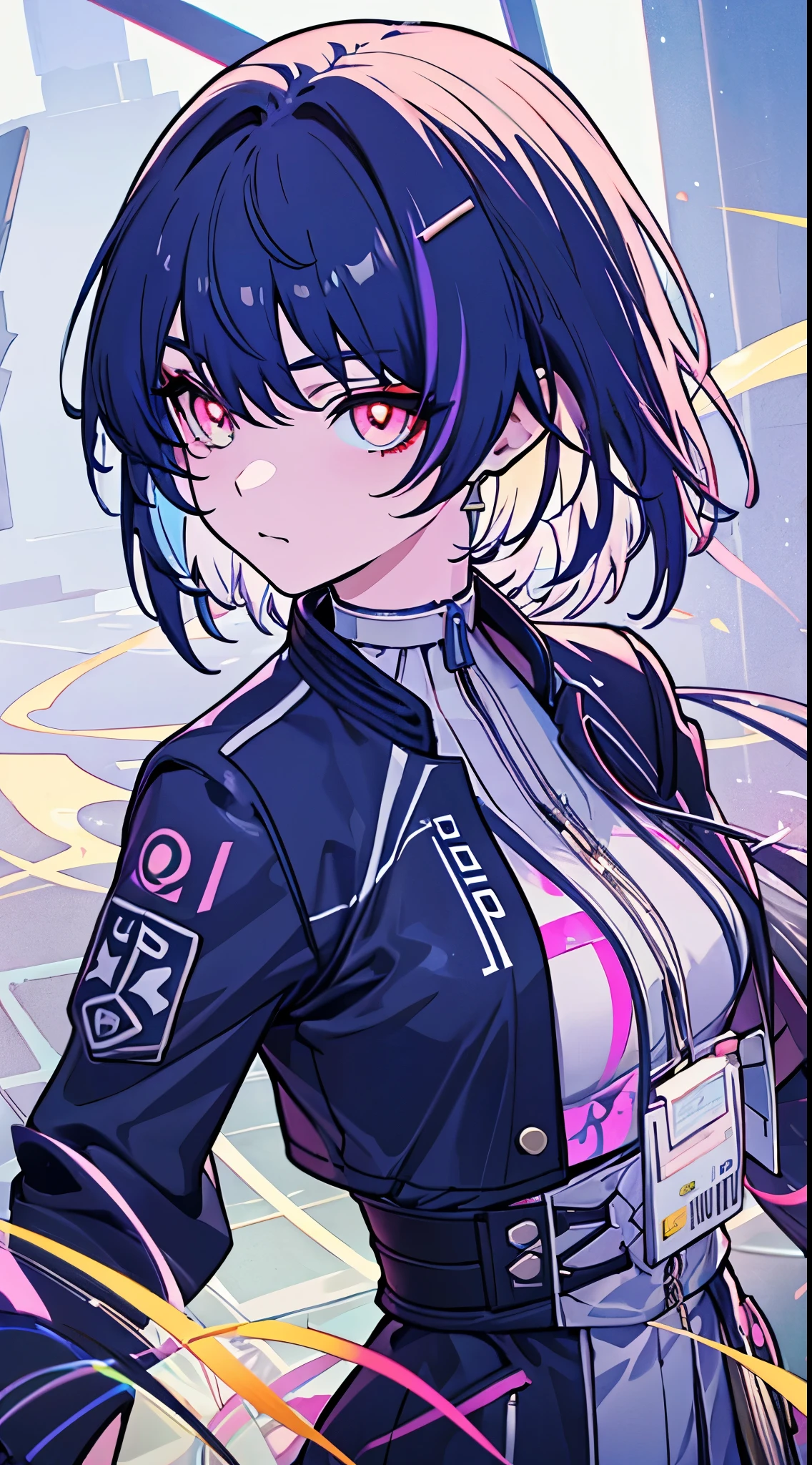 glowing eyes, colourful glowing hair, wearing sci-fi jacket, anime style, high detail, Futurism, glowing light, UHD, retina, masterpiece, ccurate, anatomically correct, textured skin, super detail, high details, high quality, award winning, best quality, highres