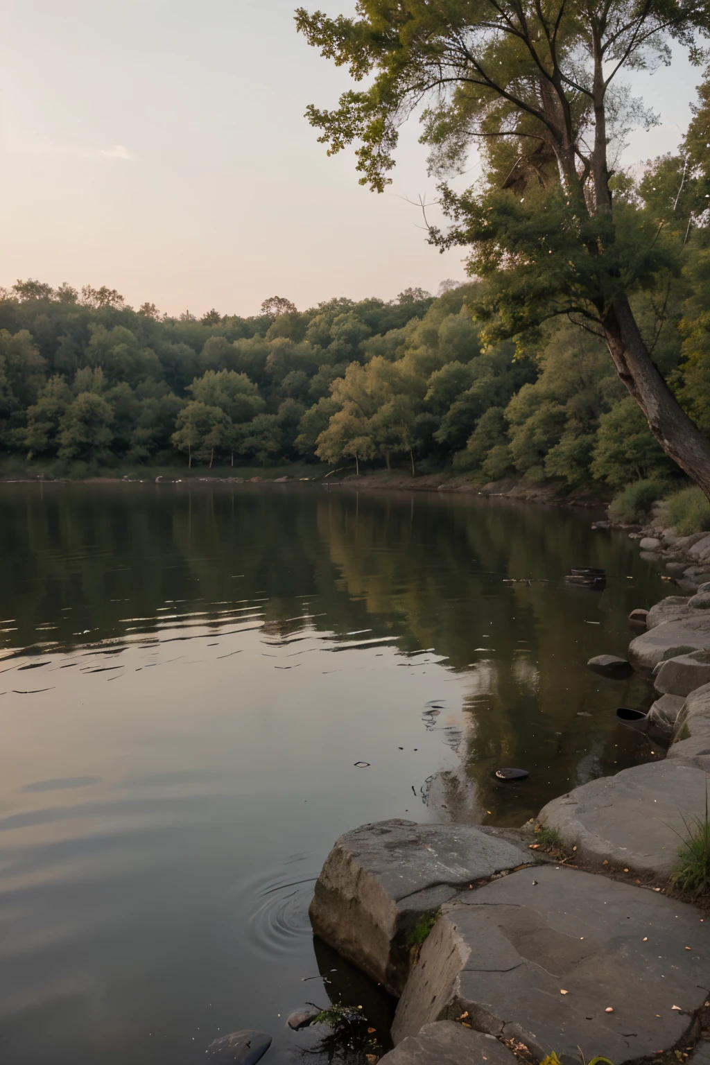 creates a serene landscape at dawn, calm and relaxing