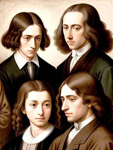 group of Spinoza gathered   focus on face
