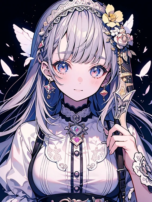 (Pieces fly), (highest quality), Very detailed, ((One girl)), Perfect Face, Beautiful Face, Very detailed顔，Fashionable clothes，smile