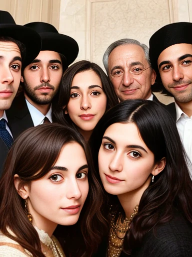 group of  Jew sephardi gathered   focus on face