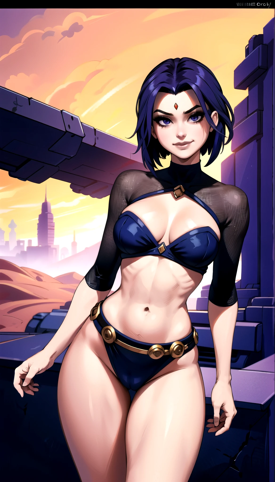 (cowboy shot),  sfw, (masterpiece), (best quality:1.0), (ultra highres:1.0), detailed eyes, scenic shot
BREAK
RavenTT, dynamic pose
navy-blue , brooch, leotard, belt,bikini,bra,wide hips,big ass,round ass
BREAK
abstract raven), gorgeous view,desert background,crezyy background,cosmic background,smirk,profesional pose