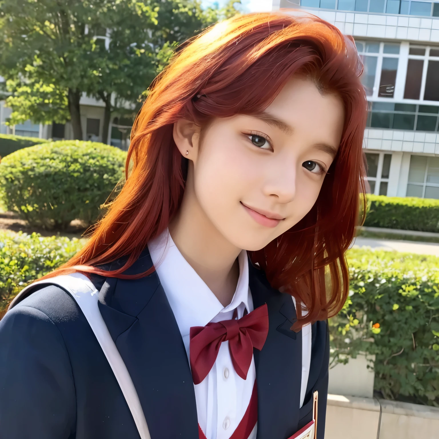 Handsome red-haired high school student