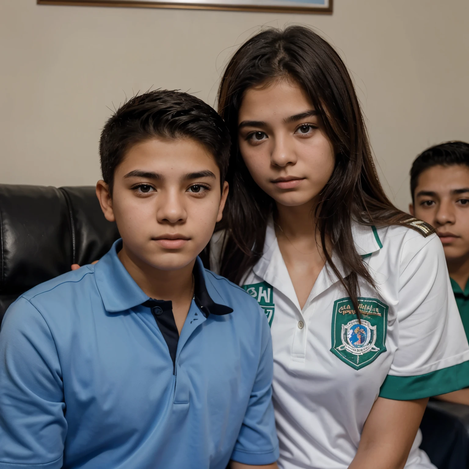 A -yeld giwith a uniform from the Conalep Cancún 2 school and next to her a 16-year-o bod there both Mexicans, the same with the uniform