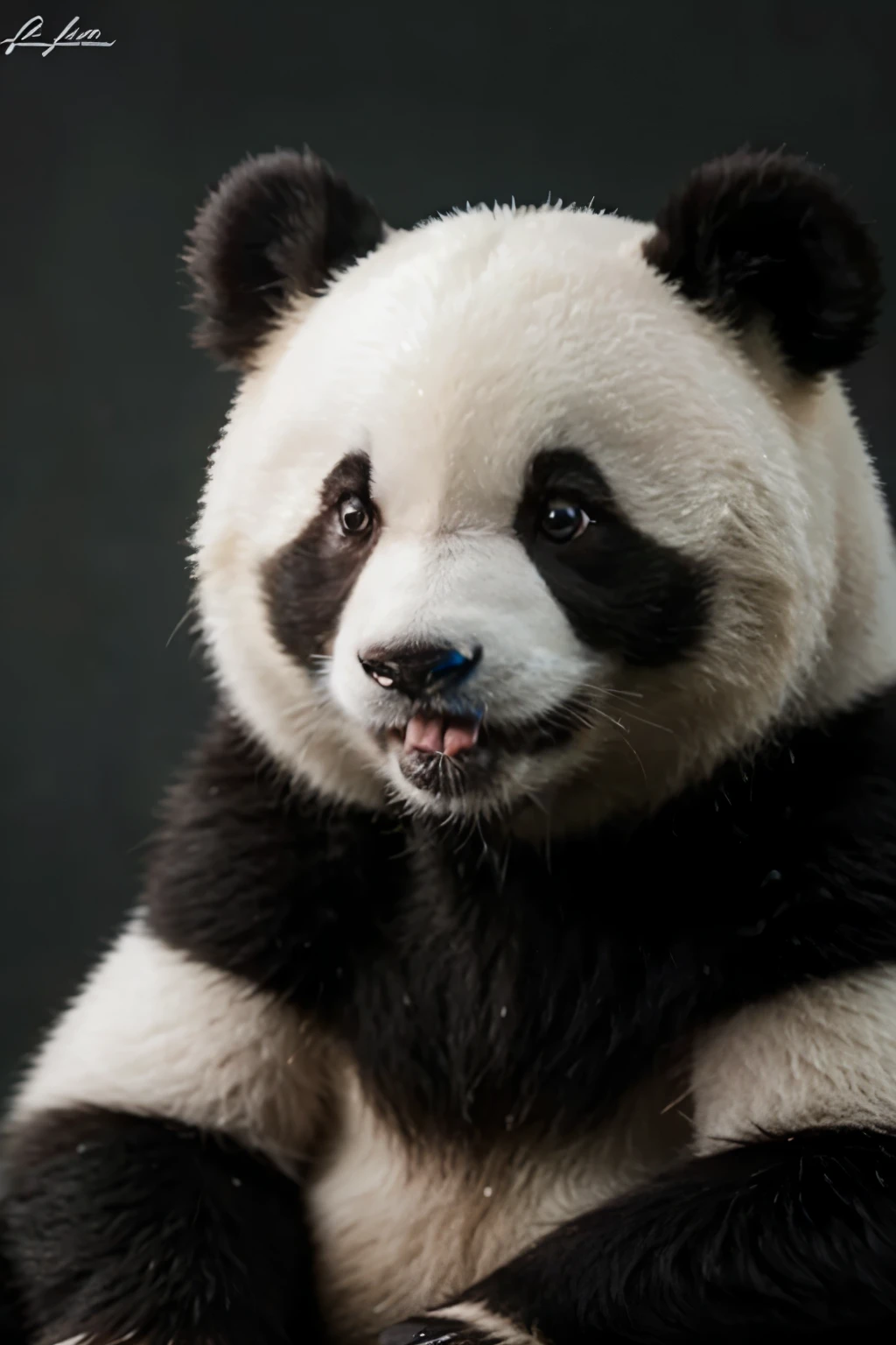 portrait panda tire la langue et yeux qui louchent