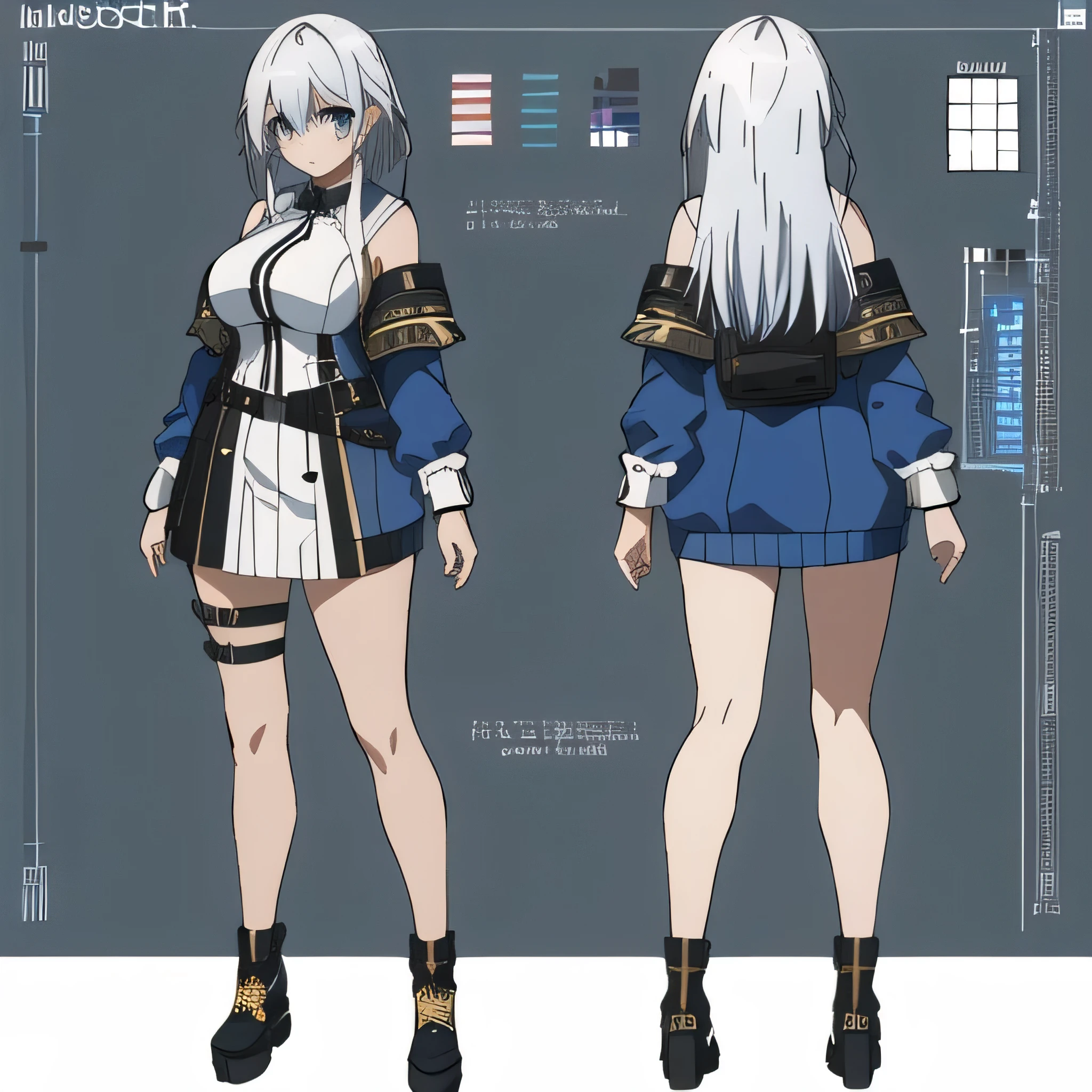 All images must be full body,Original character sheet,ultra-detailed,beautiful eyes,best quality,master piece,high resolution,Pose Model Sheet,Front view,Big Breasts,Full body view,There must be one image,Are standing,Live2D Virtual Youtuber Model,Anime VTuber full body model 8k,high quality, High resolution,4K,hd,(Well designed face),