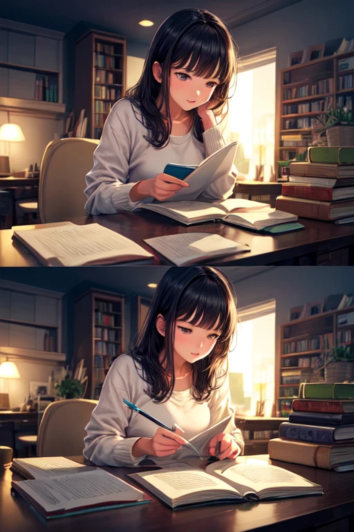 Create an image of a studying