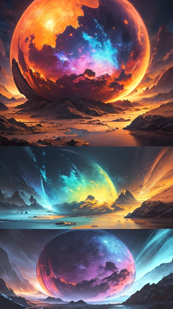 highly detailed and colorful abstract landscape, surreal elements, glowing light, (best quality,4k,8k,highres,masterpiece:1.2),ultra-detailed,(realistic,photorealistic,photo-realistic:1.37),digital art,vibrant colors,fantasy,dreamlike,cinematic