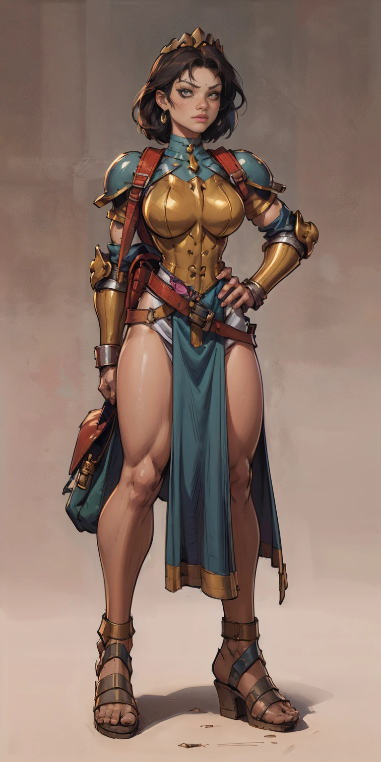 (high resolution, pixel perfect, realistic, gorgeous illustrations), (hyper quality, muste piece, etheric: 1.4), (((1girl))), ((((black skin)))), clothed, (((((((Buttlift))))))), (((((((stand,open legs))))))), tattoo, mature woman, cool atmosphere, black hair, ((((bob cut, blunt bangs)))), ((Exquisite face)), (angry), ((yellow eyes)), (((((((muscular))))))), ((thick thighs)), (((wide hips))), ((Big breasts that are about to burst)), fighter, (((woman))), ((((wh_chi_armor)))), ((loincloth)), ((((loincloth)))), (shiny skin), ((((gleaming skin)))), (((sweat))), simple background,