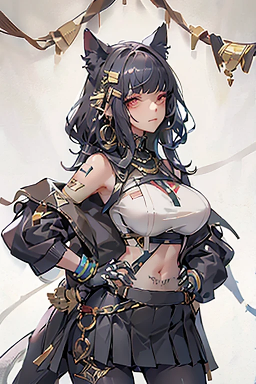 25 year old human girl with Mediterranean features, very long black hair, has super gigantic breasts, slim body, torn blouse that can't contain her breasts, black pleated miniskirt, has a slave collar, a man behind her groping , each breast is tied with ropes, she is standing between two poles with her arms outstretched and tied to the poles that are on her hips in a prison, she has a proud look