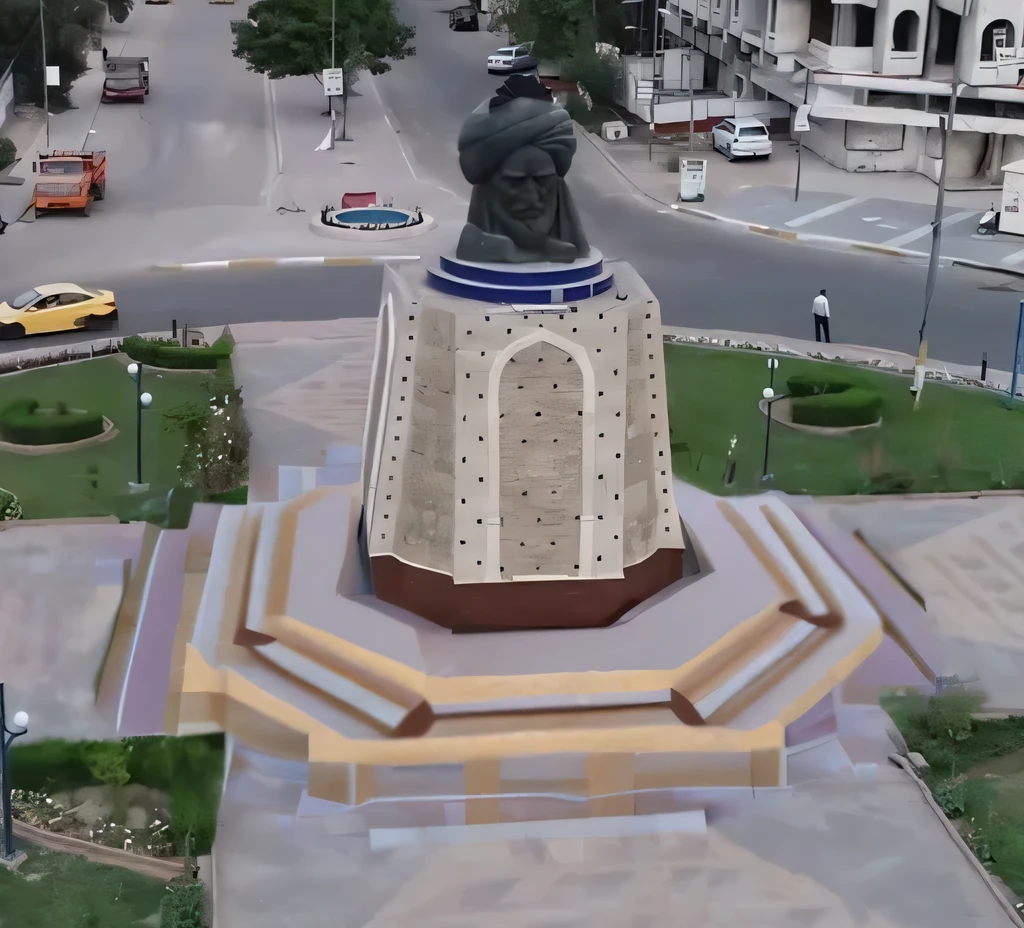 arabic staged basement for monument, ornaments, stone blocks, realistic, photo realistic, high detailed architecture, arabic architecture, symmetrical, medieval stone, rustic stone, dark surfaces, light surfaces, high contrast, octagonal platform, panorama, ceramic tiles