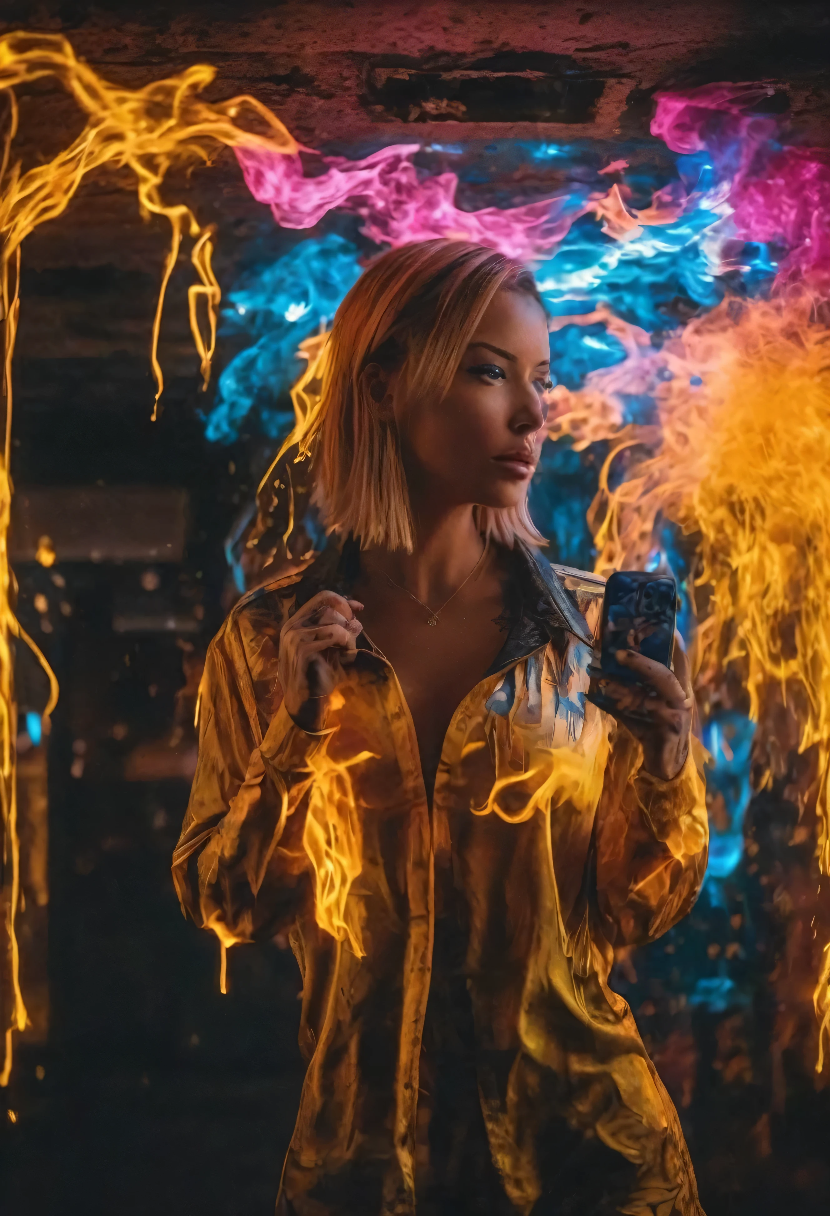 create an image demonstrating the style of ((Cyber Grunge)), hyper realism, 8k high definition, vibrant colors, sharp focus, insanely detailed, 35mm-raw-photo, mysterious-atmosphere, dynamic-composition