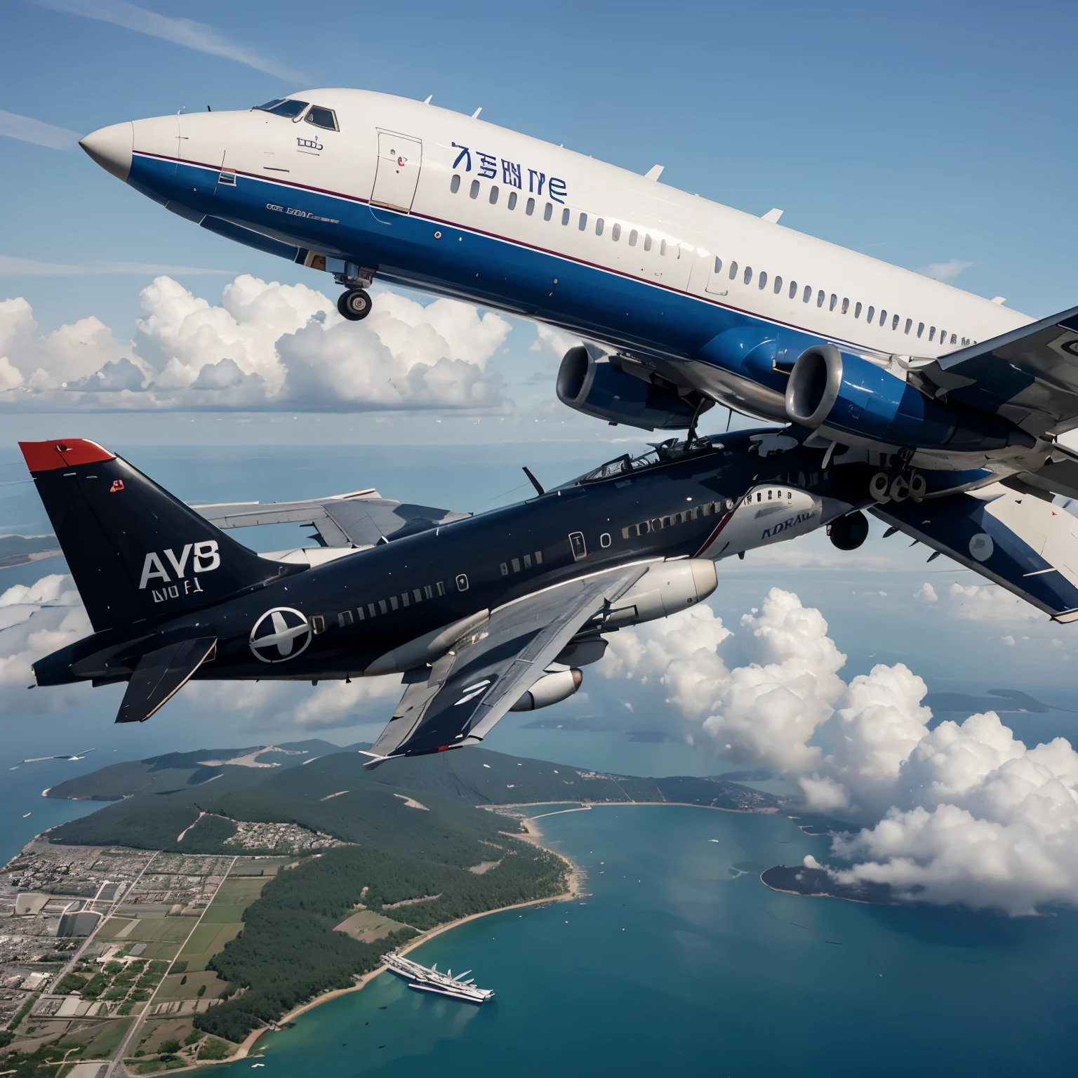 Plane close to another four planes collision 