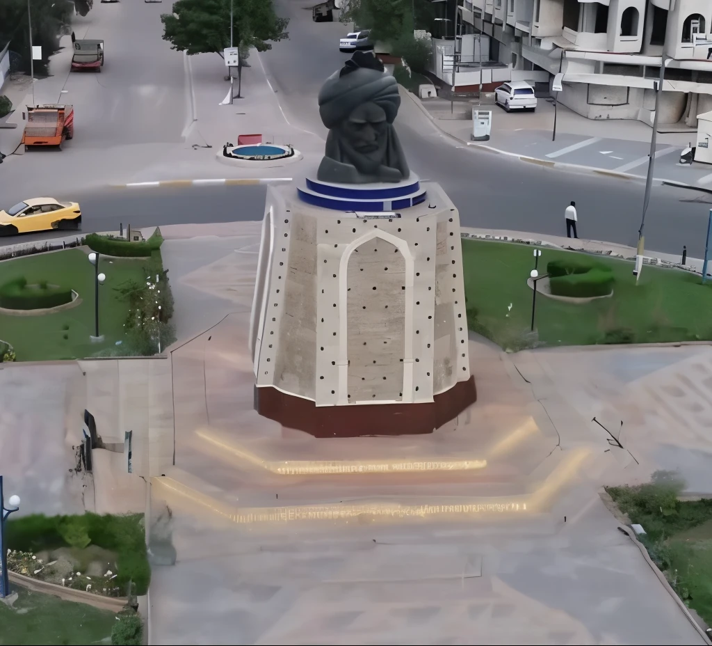 arabic staged basement for monument, ornaments, stone blocks, realistic, photo realistic, high detailed architecture, arabic architecture, symmetrical, medieval stone, rustic stone, dark surfaces, light surfaces, high contrast, octagonal platform, panorama, ceramic tiles