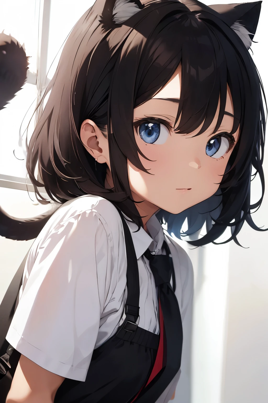 masterpiece, need, 5 years old ,Big head,Medium length hair, Cat ear, There's love in your eyes,Adorable, (Speaking Heart:1.4) Swimwear