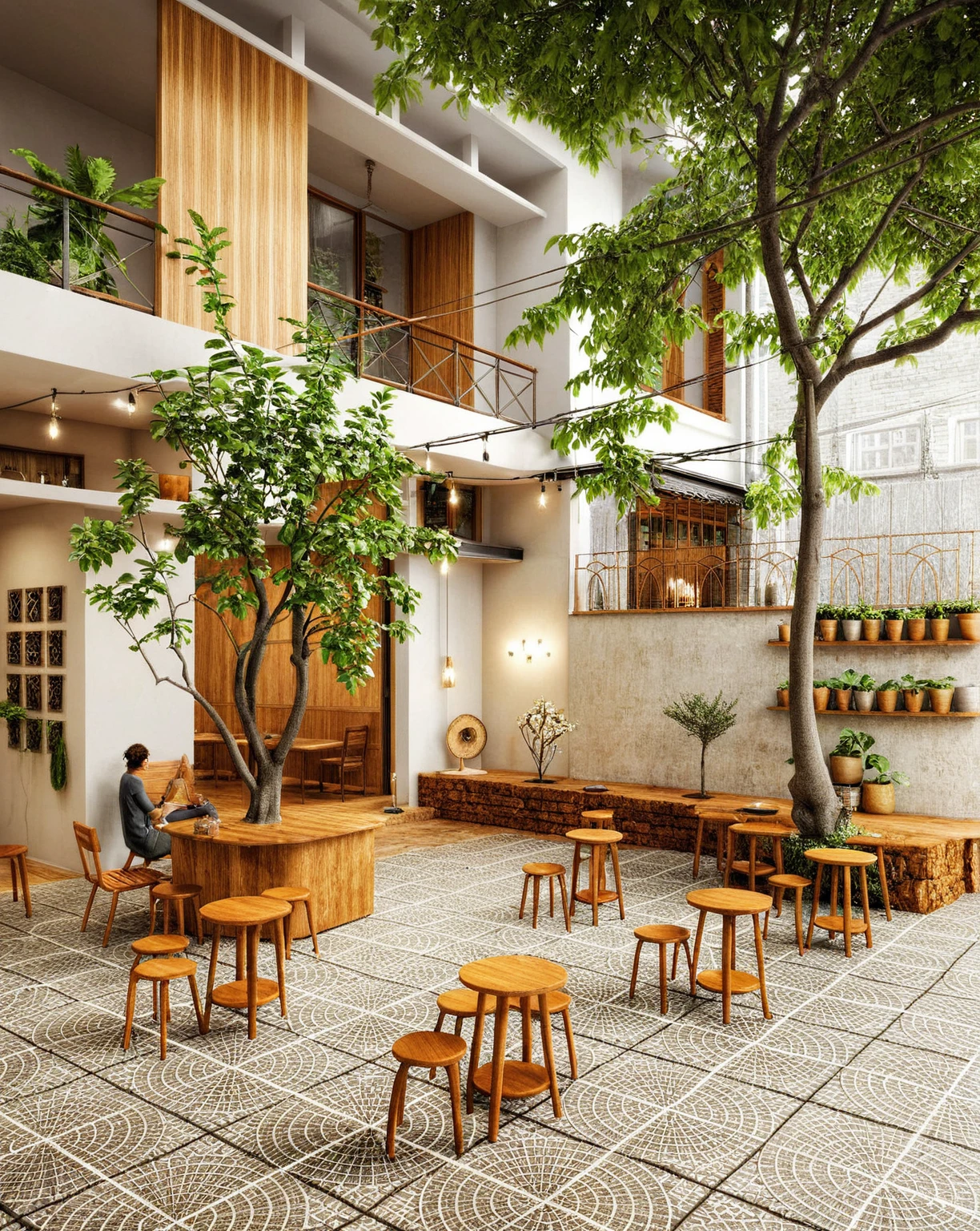 a coffee shop, Here are concepts for designing a coffee farm with a tropical-minimalist style: Architectural Style: Merge tropical and minimalist features with natural and modern materials. Minimalist Tropical Landscaping: Create a minimalist landscape with tropical plants and clean pathways. Coffee Processing Facilities: Keep facilities minimalist and blend harmoniously with the landscape. Visitor Experience: Provide engaging displays, comfortable seating, and focus on simplicity. Sustainable Design: Implement eco-friendly practices and waste management systems. Lighting and Ambiance: Use minimalist lighting for warmth and incorporate natural light sources. Combining minimalist and tropical styles creates a unique, sustainable coffee farm experience for visitors, (tones color design), (architectural visualization style:1.2), (interior lighting design), (focus on object), (multi-level reflection), (corona software visualization render:1.2), (interior material design), (interior lighting design), (Ceiling design for modern interiors), ((Unreal Engine 5)), ((intricate detail)), ((extreme detail)), ((science)), ((hyper-detail)), ((super detail)), ((super realistic)), ((crazy detail)), ((octane render)), ((Cinematic)), ((trending on artstation)), ((High-fidelity)), ((Viwvid)), ((Crisp)), ((Sharp)), ((Bright)), ((Stunning)), ((Likelife)), Natural, ((Eye-catching)), ((Illuminating)), ((Flawless)), ((High-quality)),((Sharp edge render)), ((medium soft lighting)), ((photographic render)), ((detailed archviz)), warm led light, dawn sun light