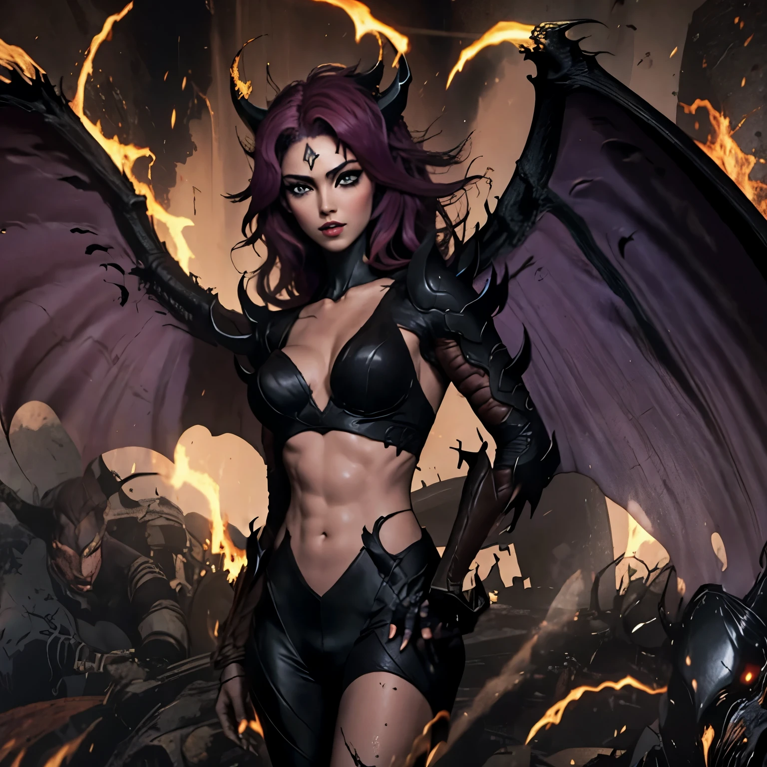 Lilith, rainha do inferno de cabelos vermelhos