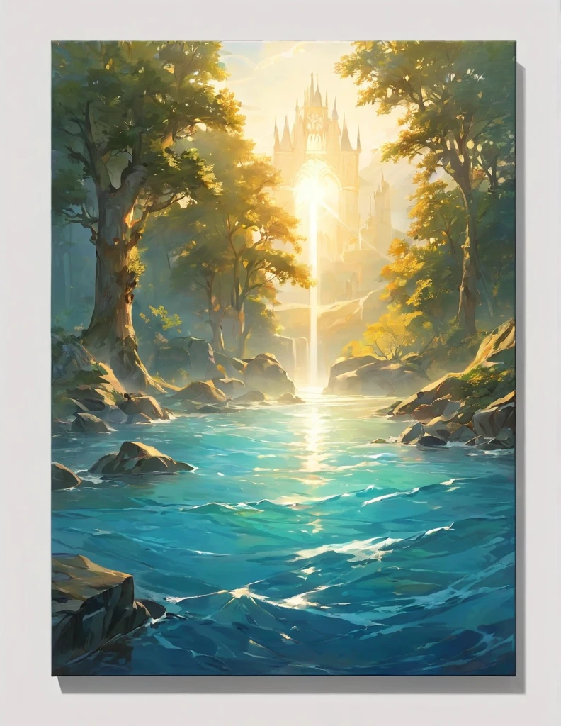 masterpiece, best quality, official art, painting, 2D icon of water, medieval fantasy art style, simple light  background, 8k, zoomed out