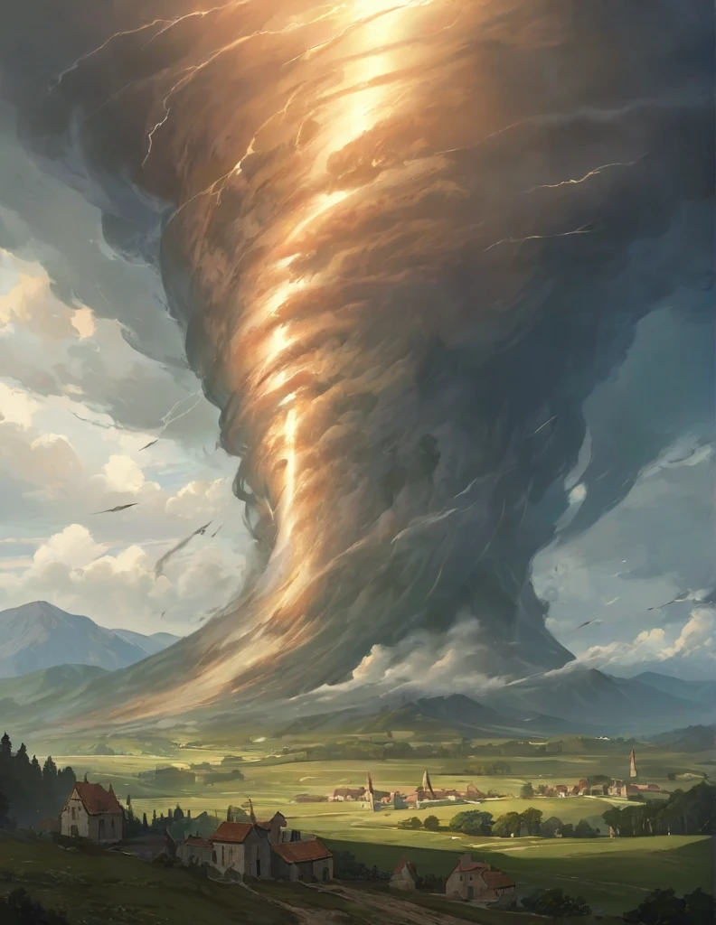 masterpiece, best quality, official art, painting, 2D icon of a tornado, medieval fantasy art style, simple light  background, 8k, zoomed out