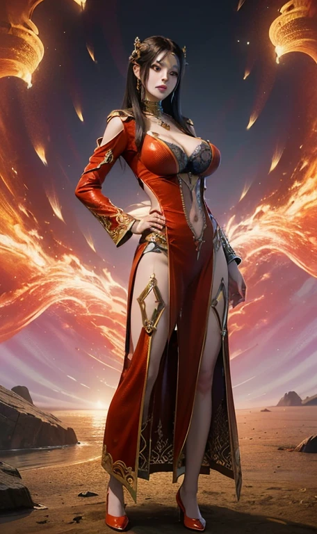 (((Large Breasts、Low-cut,Cleavage, Wide hips,)))((Long legs)),Hourglass figure)),
